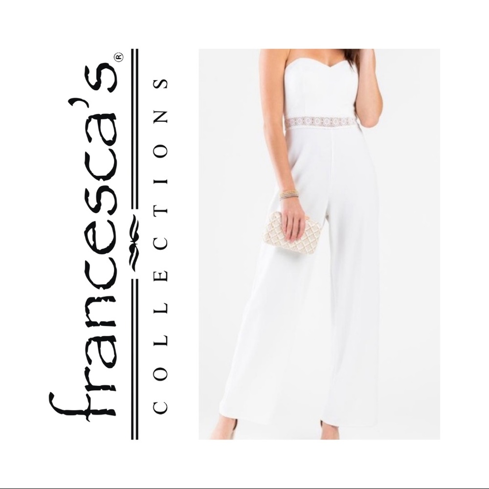 NWT White Crochet Jumpsuit